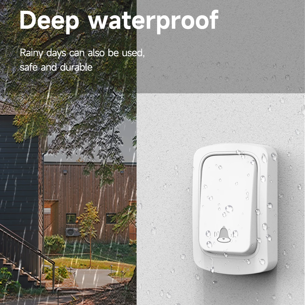 No Battery Long-distance Waterproof Kinetic Energy Wireless Doorbell 38 Ringtones High Volume Self Powered Door Bell