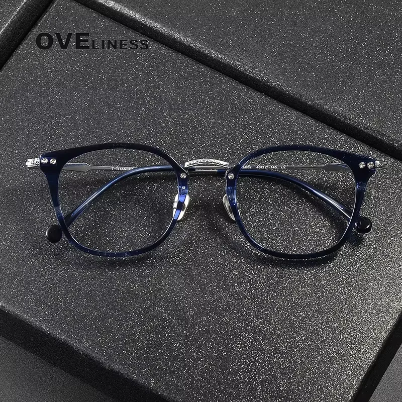 

2025 Acetate Titanium Glasses Frame Men Retro Vintage Round Eyeglasses frames women Brand Design Spectacles Ultralight Eyewear