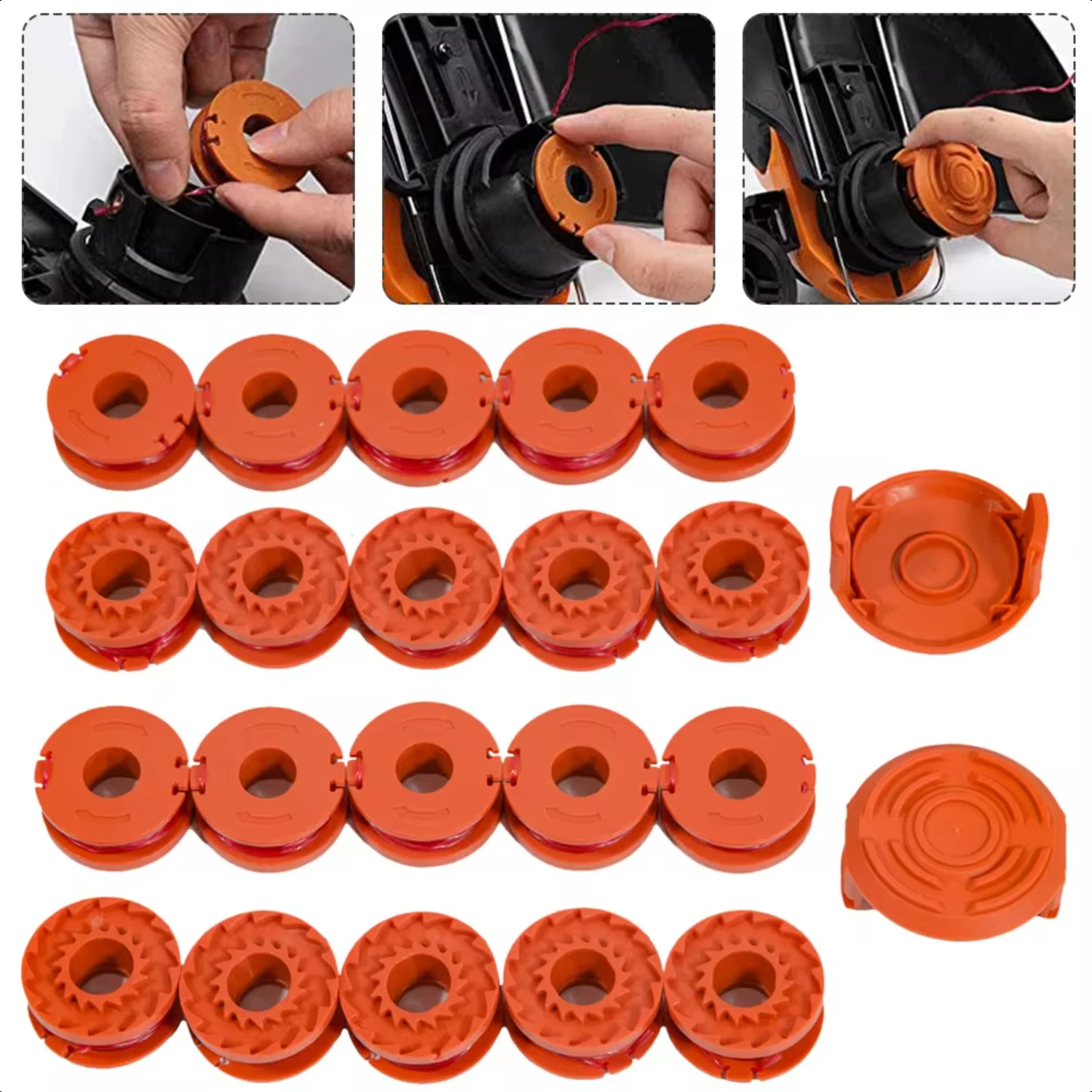 20 Pcs Weeder Spool Line & 2 Spool  Cover, Fit   WA0010, Nylon Replacement Spool Line   Grass Trimmer