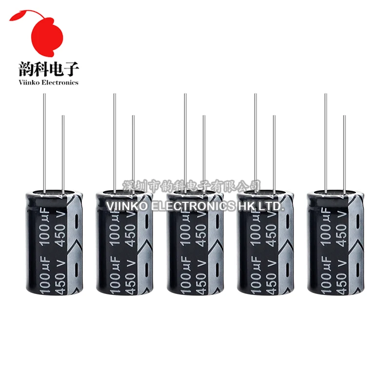 5pcs 450V Aluminum Electrolytic Capacitor 1UF 2.2UF 3.3UF 4.7UF 10UF 22UF 33UF 47UF 68UF 82UF 100UF 150UF 180UF 220UF