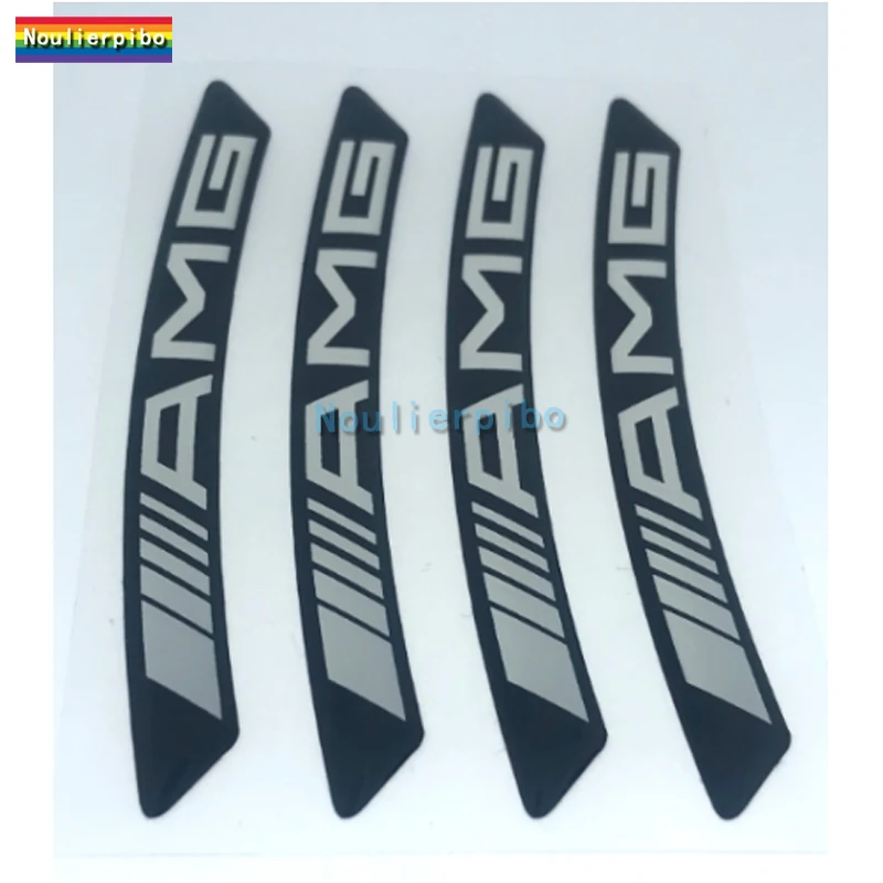 4pcs Stickers (102x9mm) 3D Car Stickers Epoxy Stickers for AMG 20 Inch Wheels MB Rim Vinyl Dedicated Personality  Dome Decal