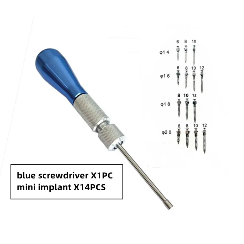 Dental Orthodontic Micro Implants Mini Screw Self-Drilling Self-Tapping Handle Screwdriver Blue Absolutely Fixed Anchorage