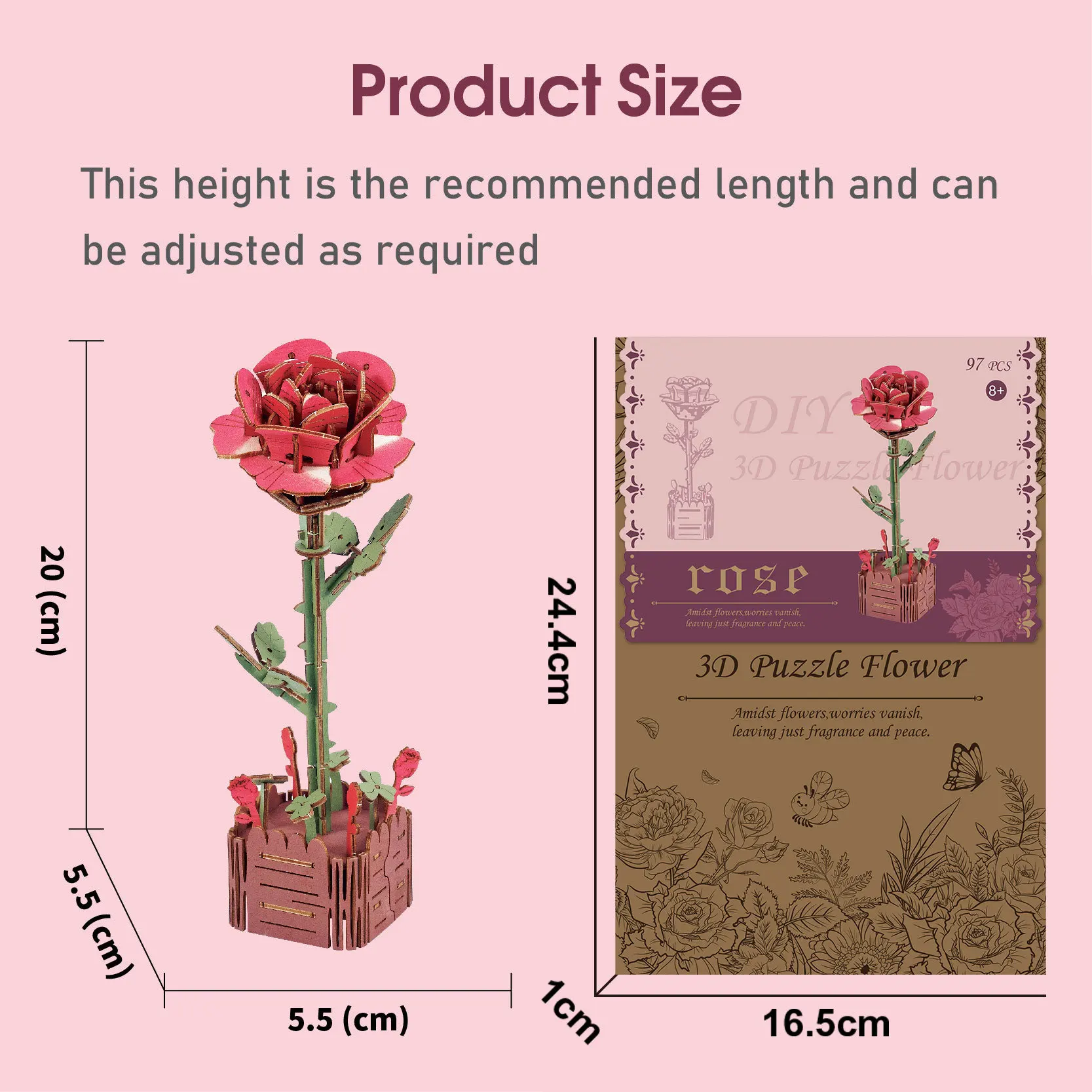 Margarita madera arte bloque de construcción flor arreglo floral de madera rompecabezas DIY regalo juguete ornamento