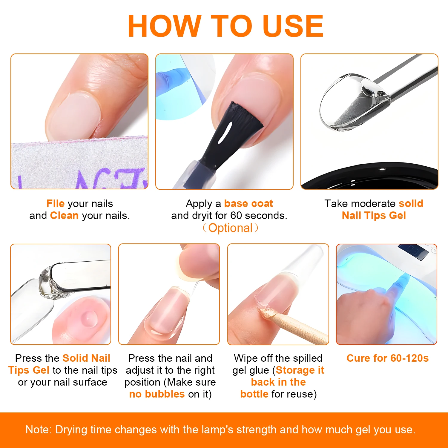 TWOING 8g Clear Solid Nail Tips Gel Long Lasting Strong Adhesion UV/LED Building Gel for Nails Home Salon Manicure DIY Design image 6