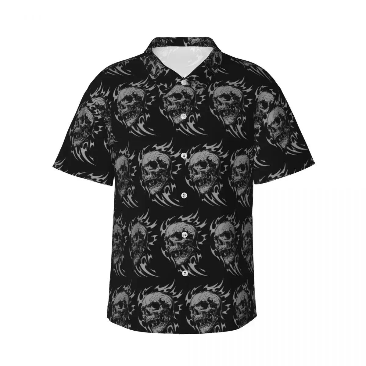 Skull Men's Shirts Hawaiian Short Sleeve Shirt Casual Lapel Tops for Summer Beach