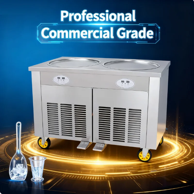 Deep Fried Ice Cream Roll Machine 110V 220V Commercial High-Capacity Blueberry Flavor Stir Fryer