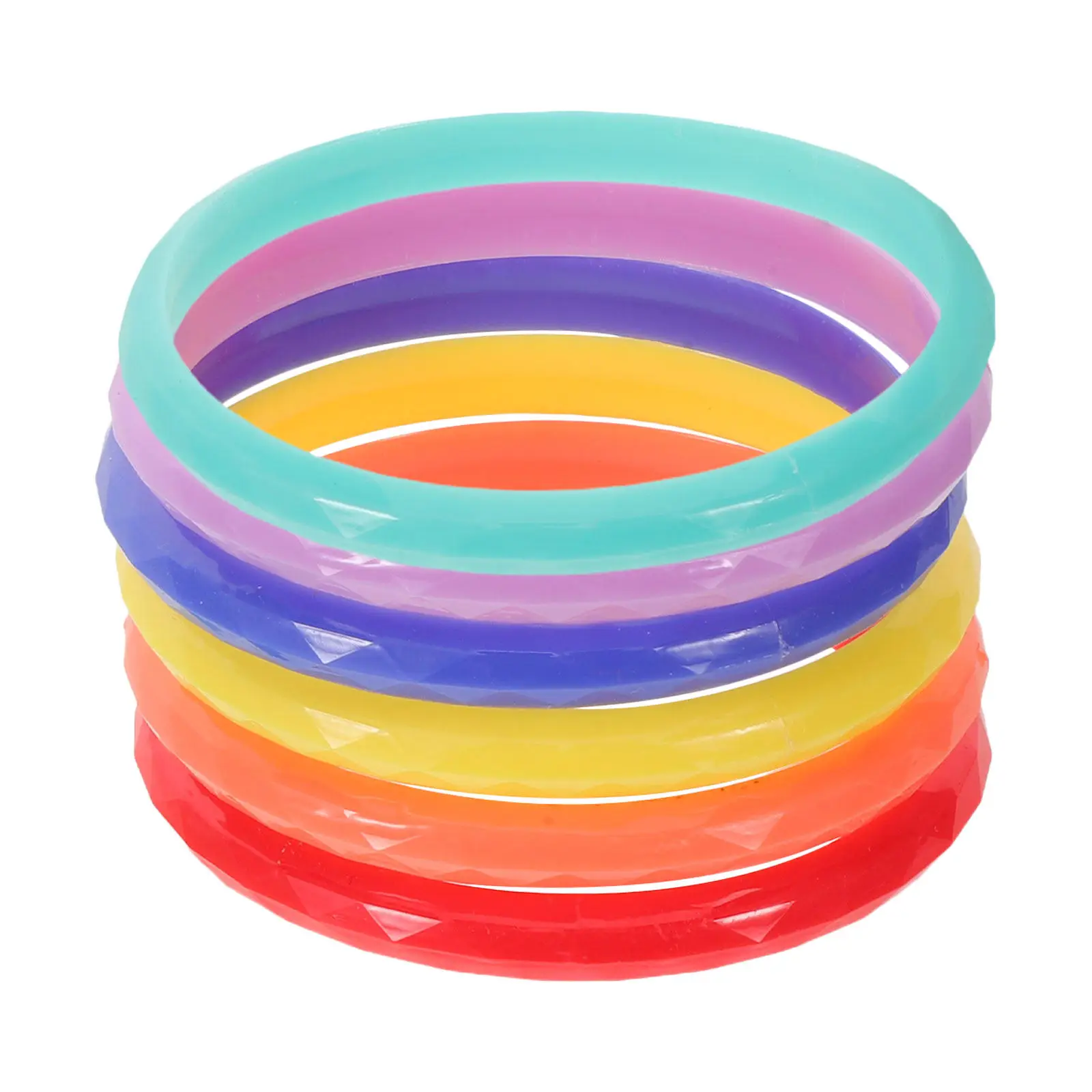 6Pcs Size Bangle Bracelets Multicoloured Resin Bangles for Birthday Gift School Prize Bangles for