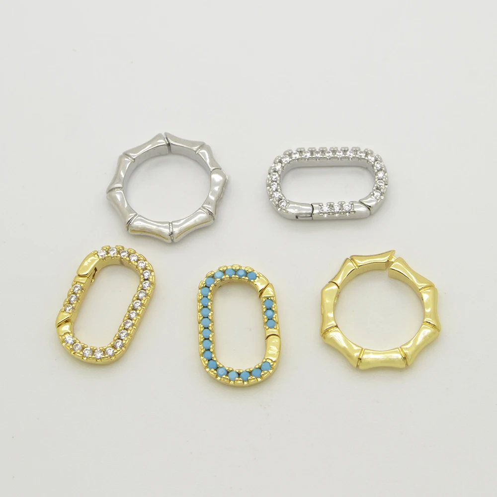 

Spring Buckle for Diy Universal Connector Clasp Bracelet Necklace Making Supplies Paved Zircon Brass Jewelry Accessories 2Pieces