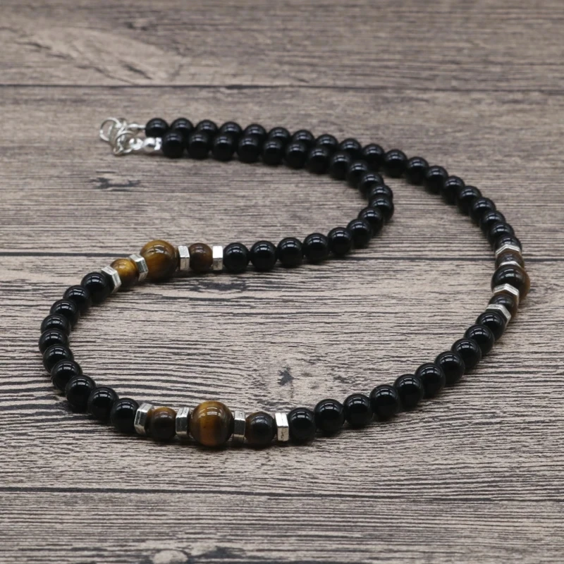 6mm Classic Natural Lava Stone Mens Bead Necklaces Chocker Surfer Necklace For Men Unique Beaded Necklace Gift For Him  SU-14