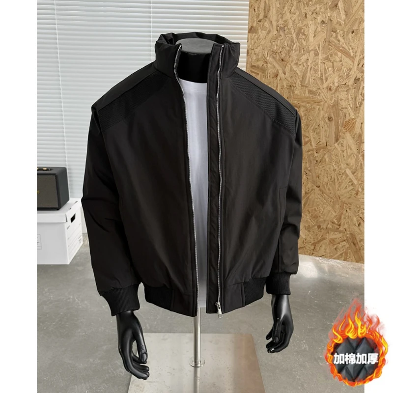 

зимняя мужская куртка - корейская модная бейсбольная куртка с воротником-стойкой, мужская куртка на хлопковой подкладке осенью и зимой