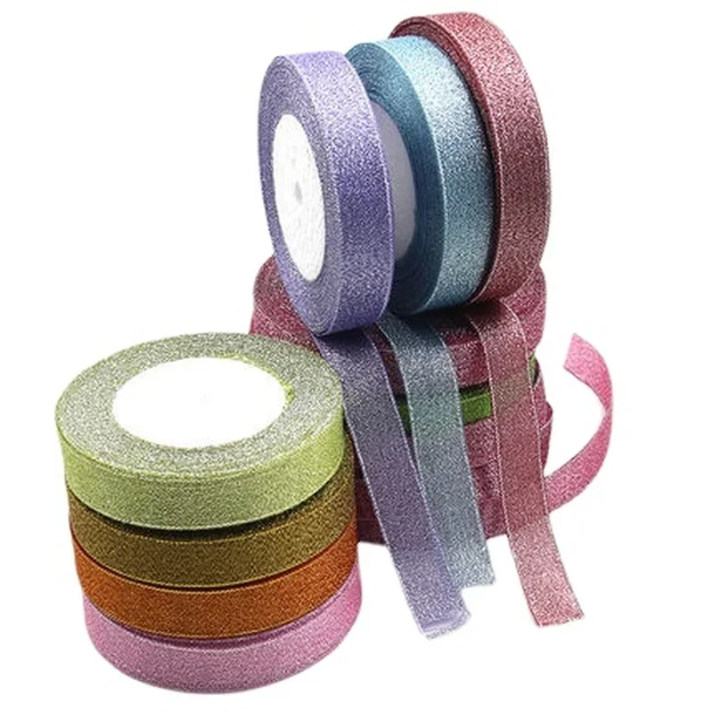 1pc 20mm 25yardas/roll Multicolor onion Glitte ribbon used for wedding home decoration, Christmas DIY gifts, girls bow wrapping