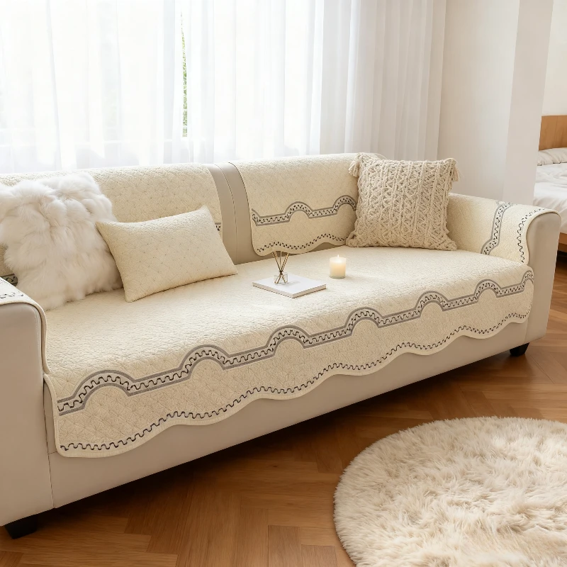 

2026 Новая хлопковая подушка для дивана, Нескользящее L-образное полотенце для дивана, пыленепроницаемый прочный коврик для дивана, четыре сезона для гостиной (100파커버 Home