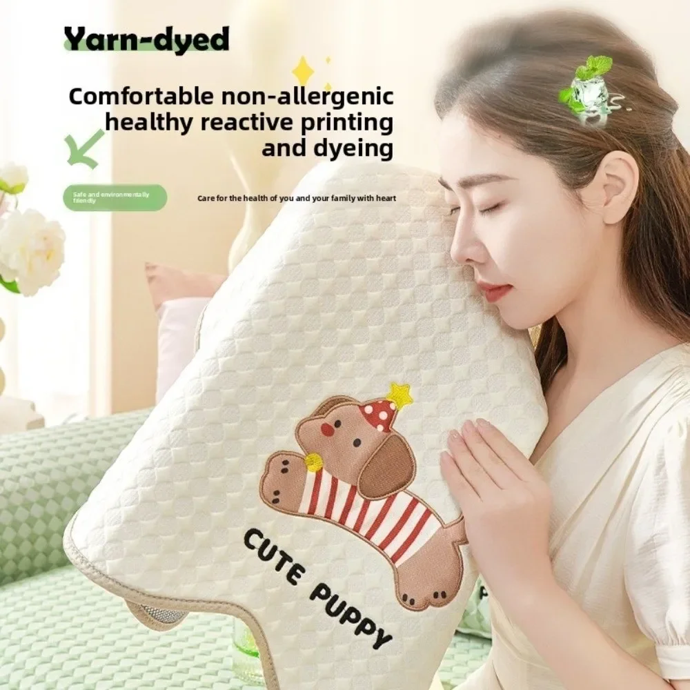 yesNew Ice Silk Sofa Protective Cover Cartoon Dog Non-slip Sofa Seat Mat Breathable Anti-scratch Cooling Couch Cushion Home Deco