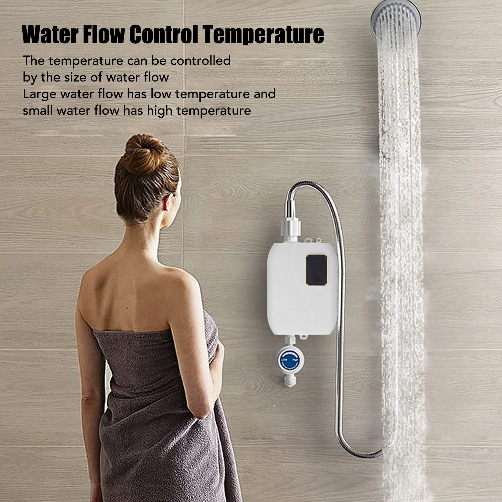 110V/220V Electric Water Heater Bathroom Kitchen Wall Mounted Instant Heating Water Heater 3S Hot Shower LCD Temperature Display