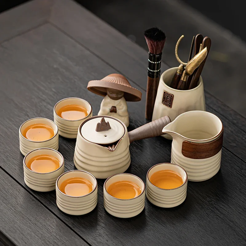 

2024, китайский традиционный чайный сервиз, высококачественный керамический чайник и чашка для кунг-фу, дорожные наборы, Китай