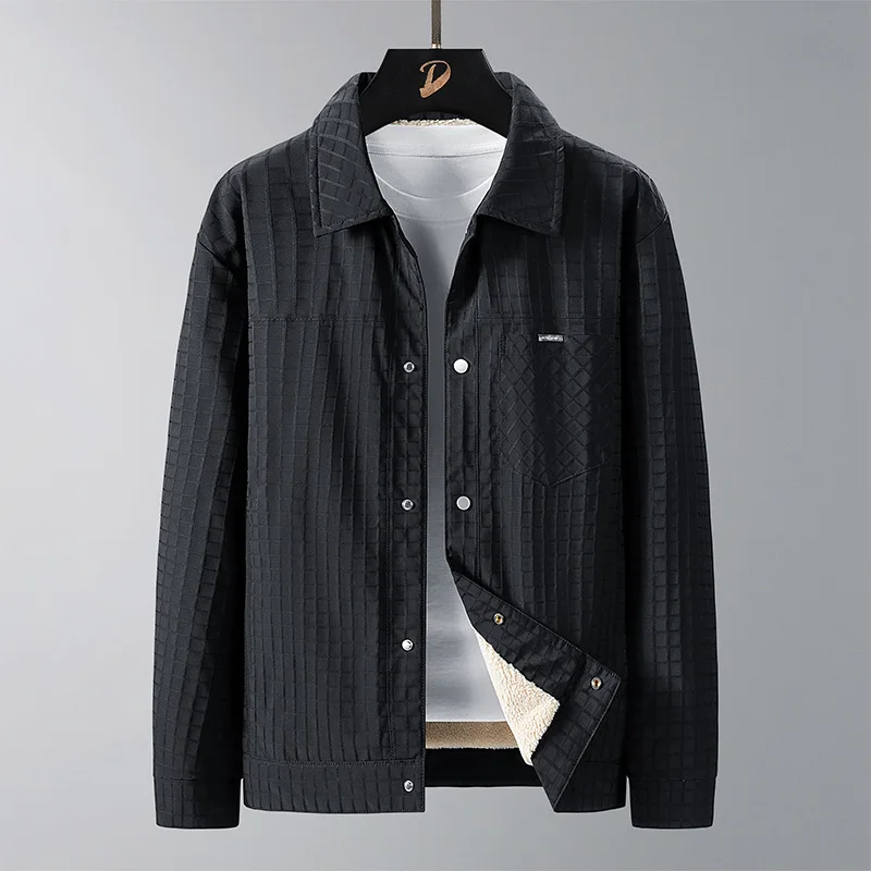 

American Texture Collar Workwear Jaet Men's Spring Autumn Trend Loose Casual Versatile Outerwear Polyester Fiber Long Sv...