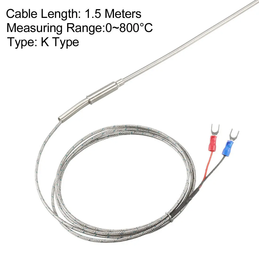 Sonde de capteur de température de type K, câble de 1.5m, 4x300mm, thermocouple