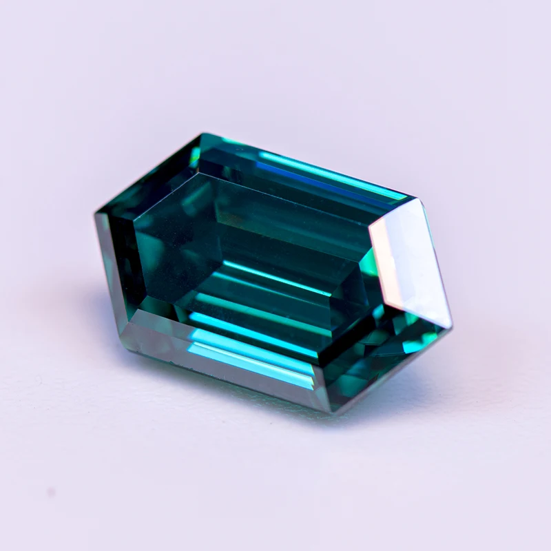 Moissanite pedra preciosa cor natural verde esmeralda longo hexágono corte laboratório cultivado diamante para encantos mulher jóias com certificado gra