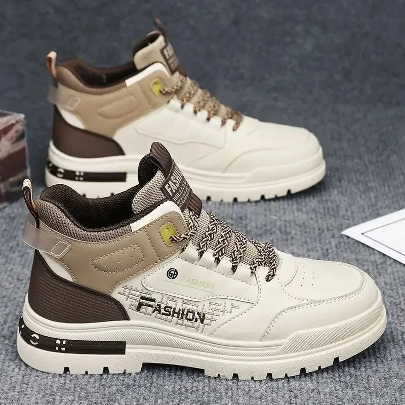 Men's Shoes Fashion High Top Casual Shoes Outdoor Non Slip Vulcanized Footwear Lace-up Ankle Boots Men's Sneakers Tenis Hombres