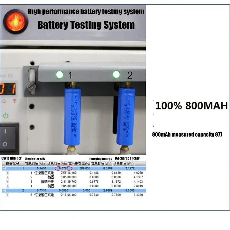 100% 14500 800mAh 3.7V Li-ion Rechargeable Battery + Nickel Lithium Battery for LED Flashlight Headlamp Mouse