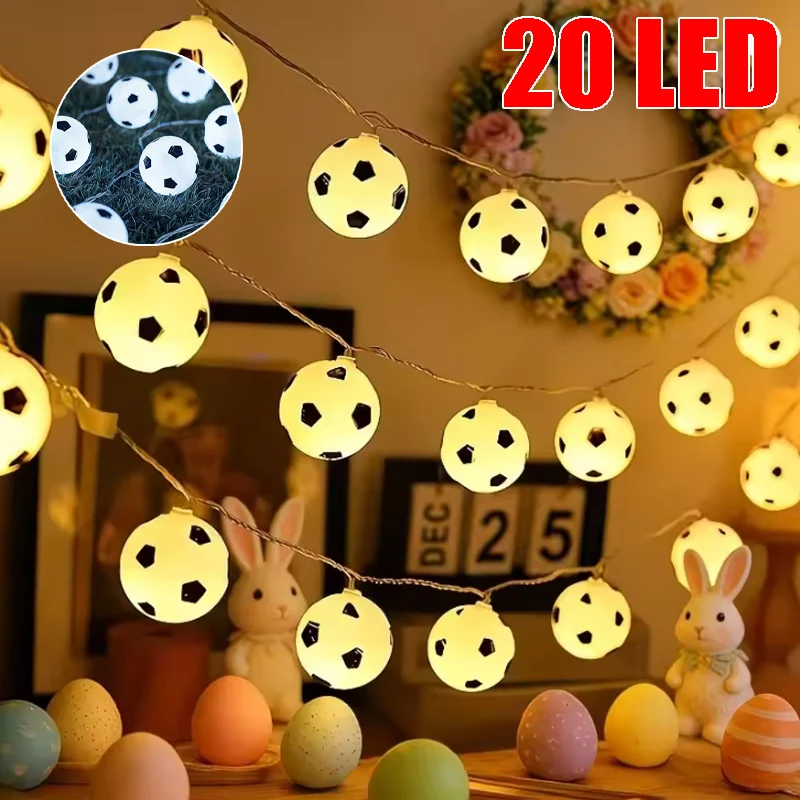 

Soccer Ball 20 LED Decorative String Lights Ideal for Garden, Festival Balcony Bar Party Outdoor Mood Lighting for Sports Fans
