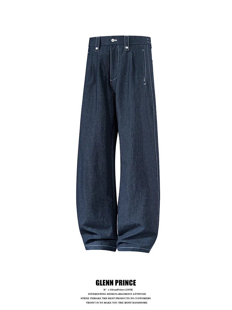 

Мужские джинсы прямого кроя в стиле ретро, большие размеры, широкие штанины, высокая талия, на пуговицах, повседневные, удобные, молодежные, модные