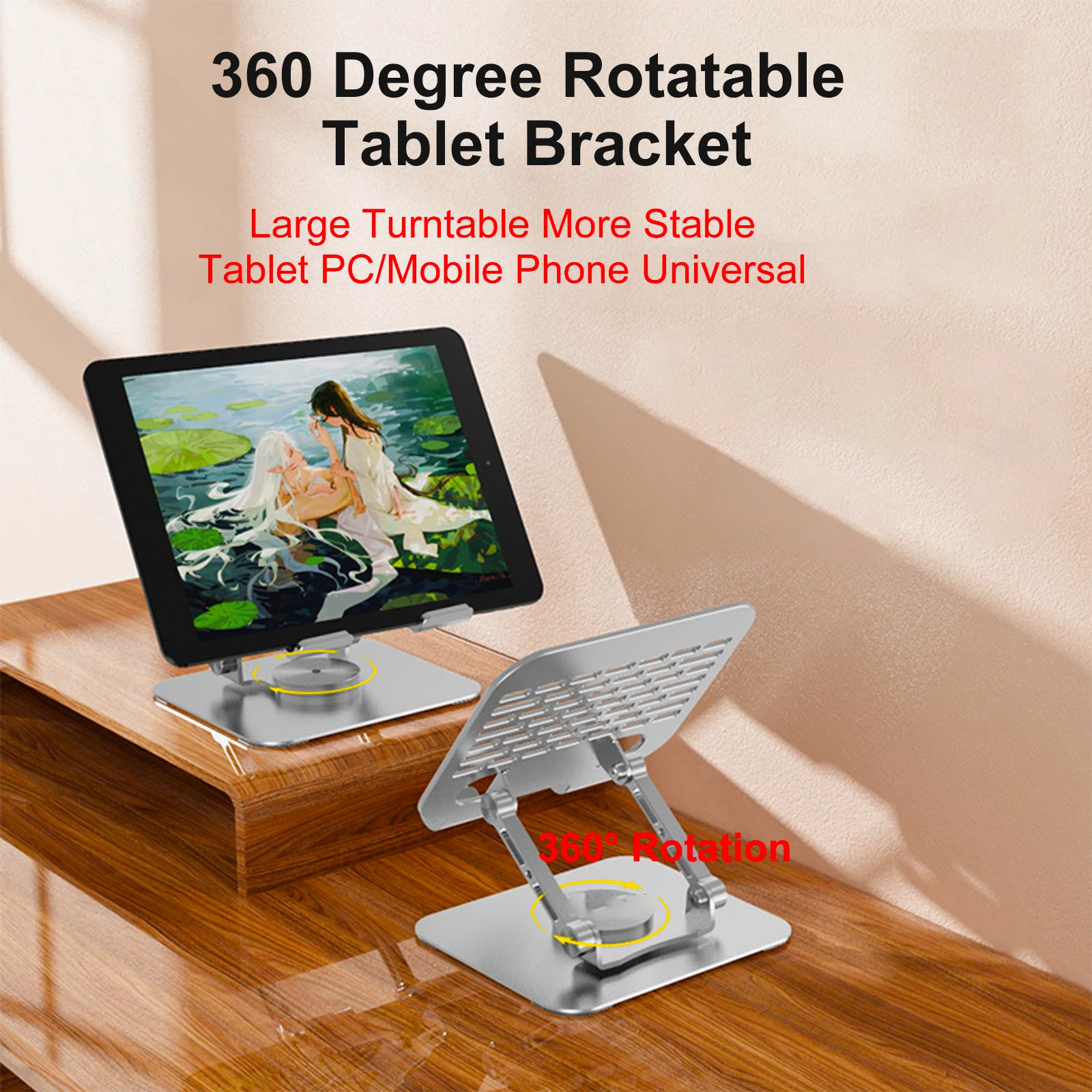 Tablet Holder For iPad Pro Stand 360° Rotation Portable Foldable Aluminum Desktop Bracket Support For Xiaomi Samsung Tab Laptop