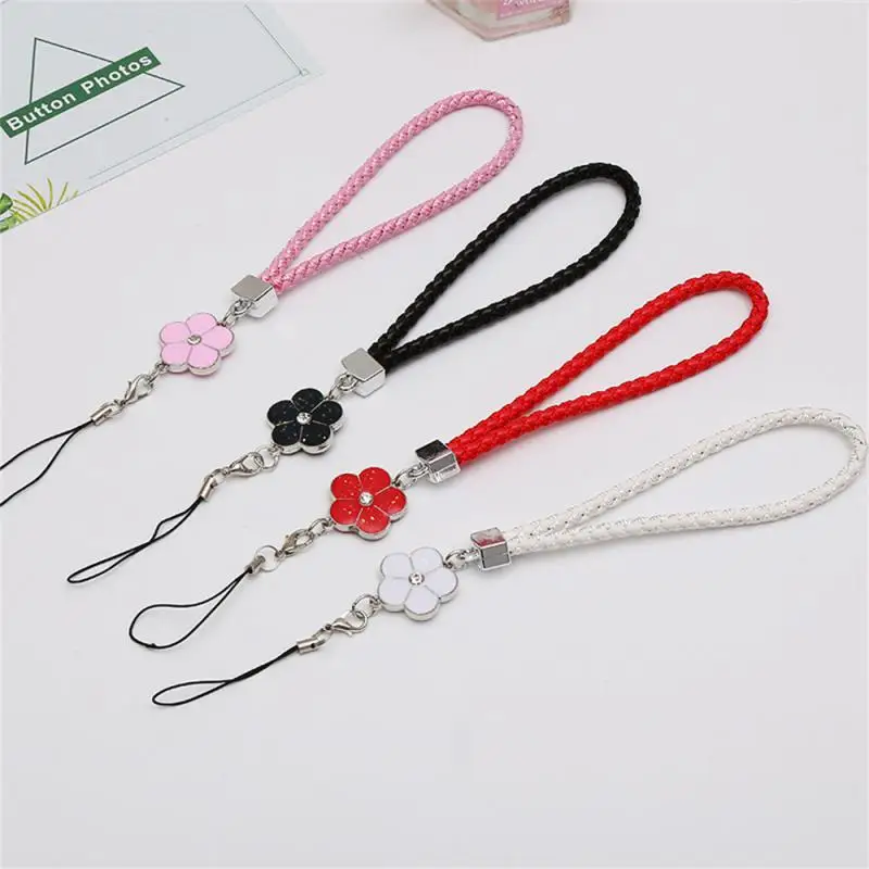 Vintage Leather Woven Non-slip Phone Chain Lanyard Vintage Flowers Plum Blossom Charm Phone Case Rope New Jewelry for Women Gift