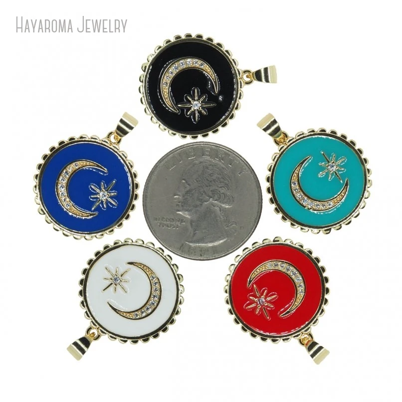 

10Pcs Metal Enamel Copper Jewelry Boho Witch Gold Color Wholesale Pendant