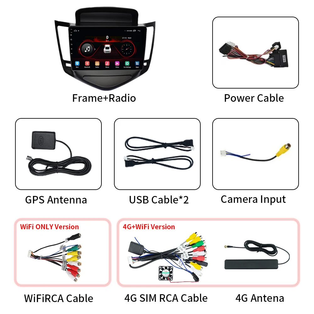 Wireless Carplay For Chevrolet Cruze 2008 2009 2010 2011 2012 Car Radio Multimedia Video Player Navigation GPS 2 Din DVD Stereo