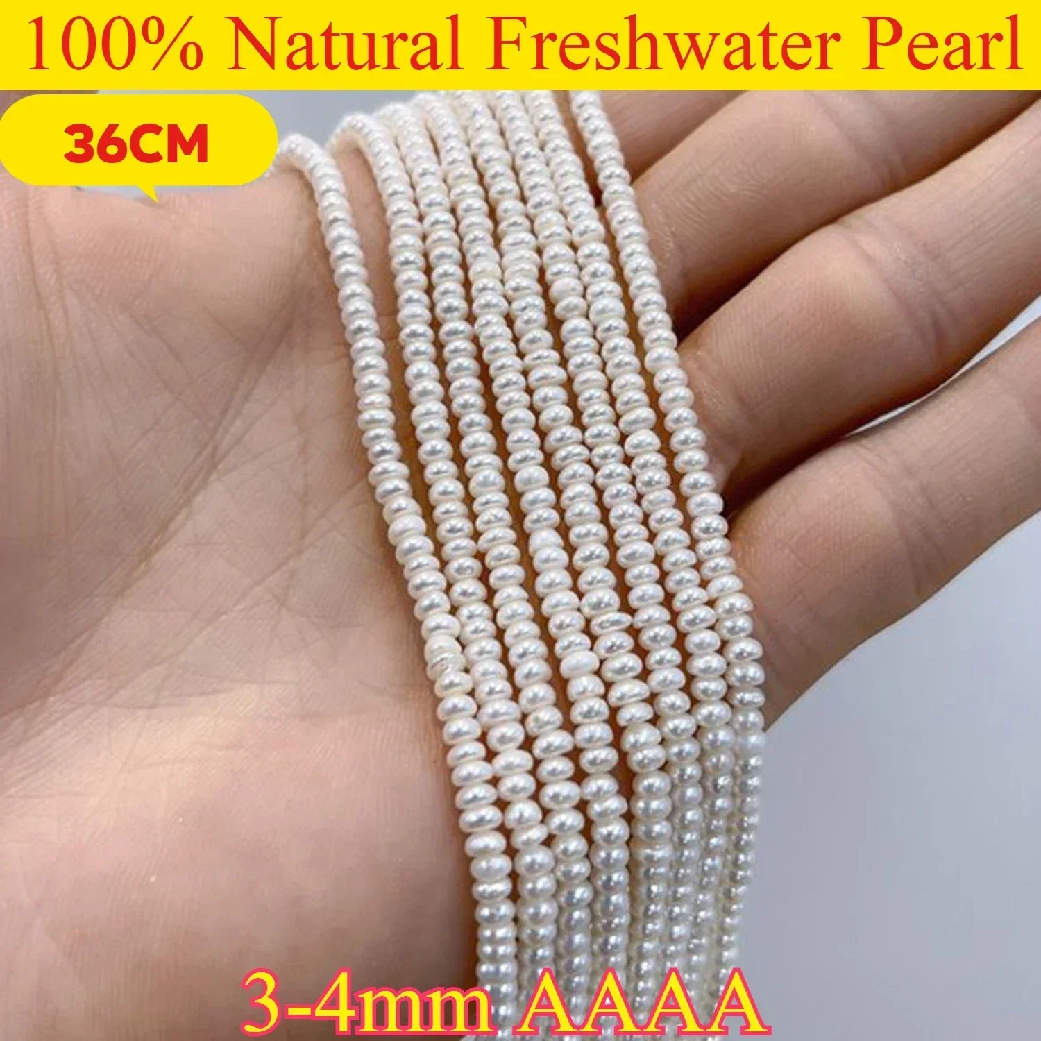 

3-4mm AAAA Exquisite New Small Natural White Freshwater Bread Pearl Bead Jewelry Make DIY Necklace Bracelet Accessories Wedding