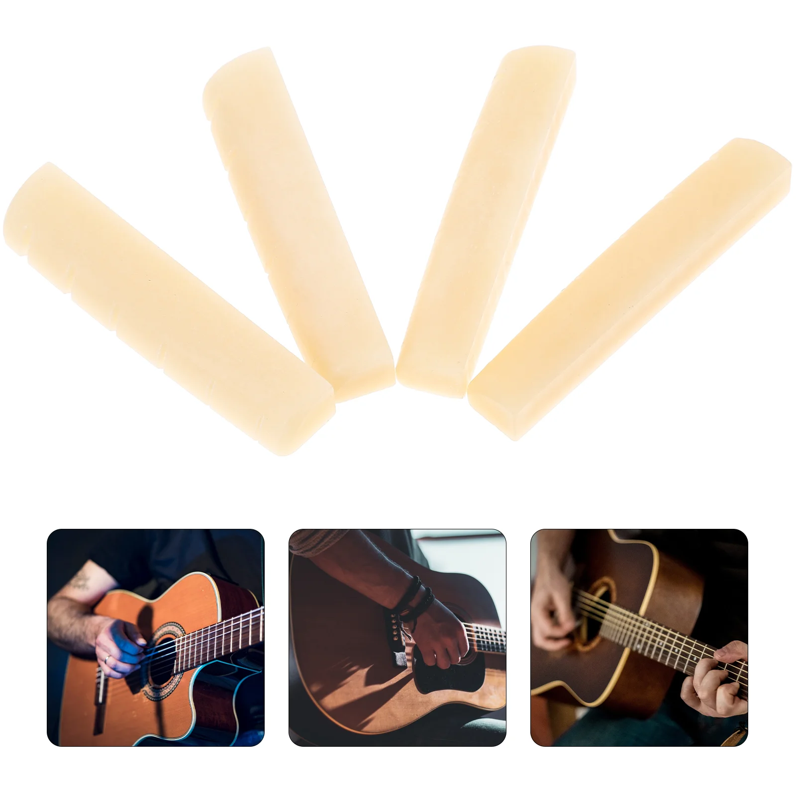 

4 Pcs Ballad Folk Guitar Cow Bone Upper Pillow Bridge Saddle Nut 43mm Guitars Electric Parts Beef Tremolo Saddles Supplies