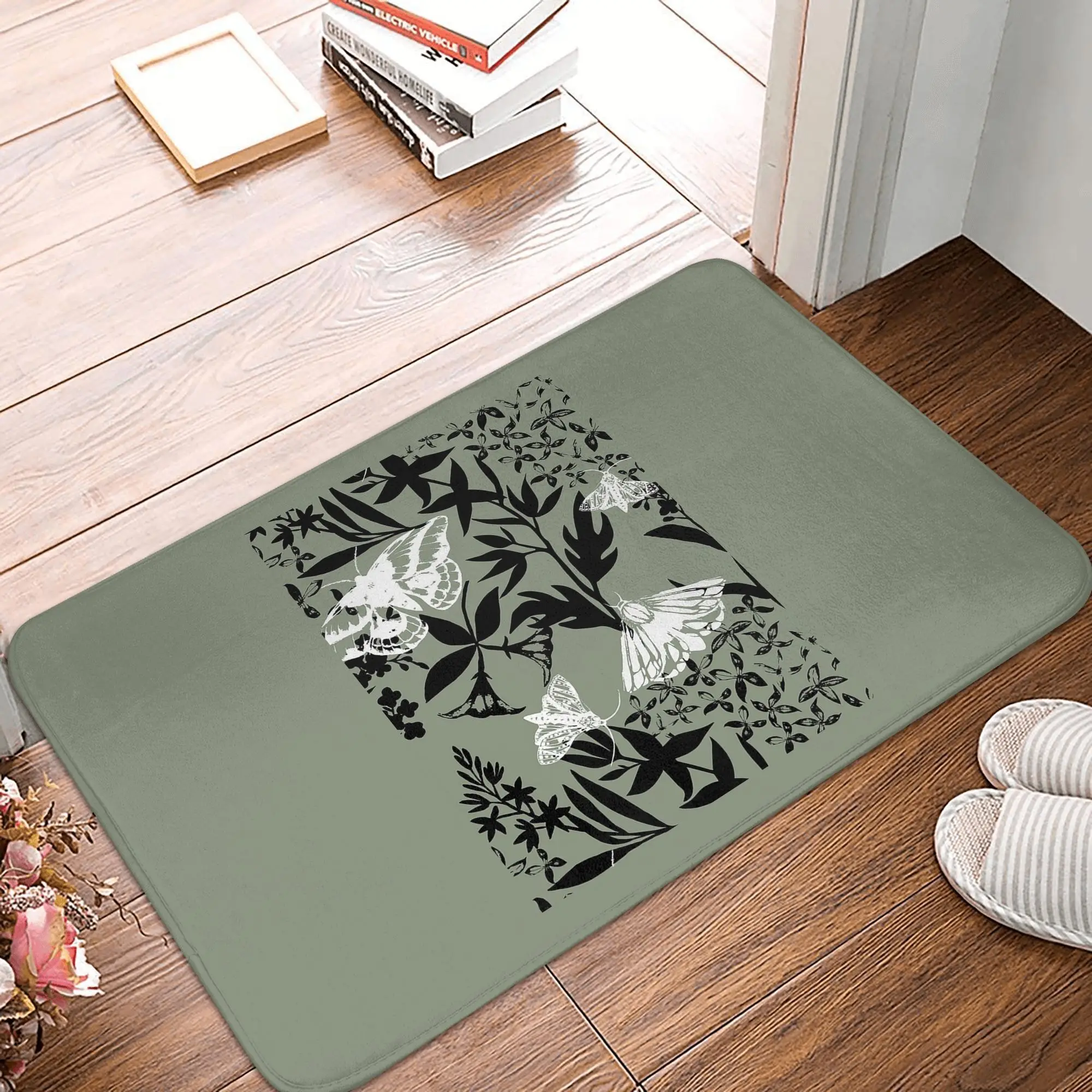 

Мотыли и цветы графический узор Противоскользящий коврик для двери Напольный коврик Ковер для кухни Вход Домашняя гостиная Коврики для ног