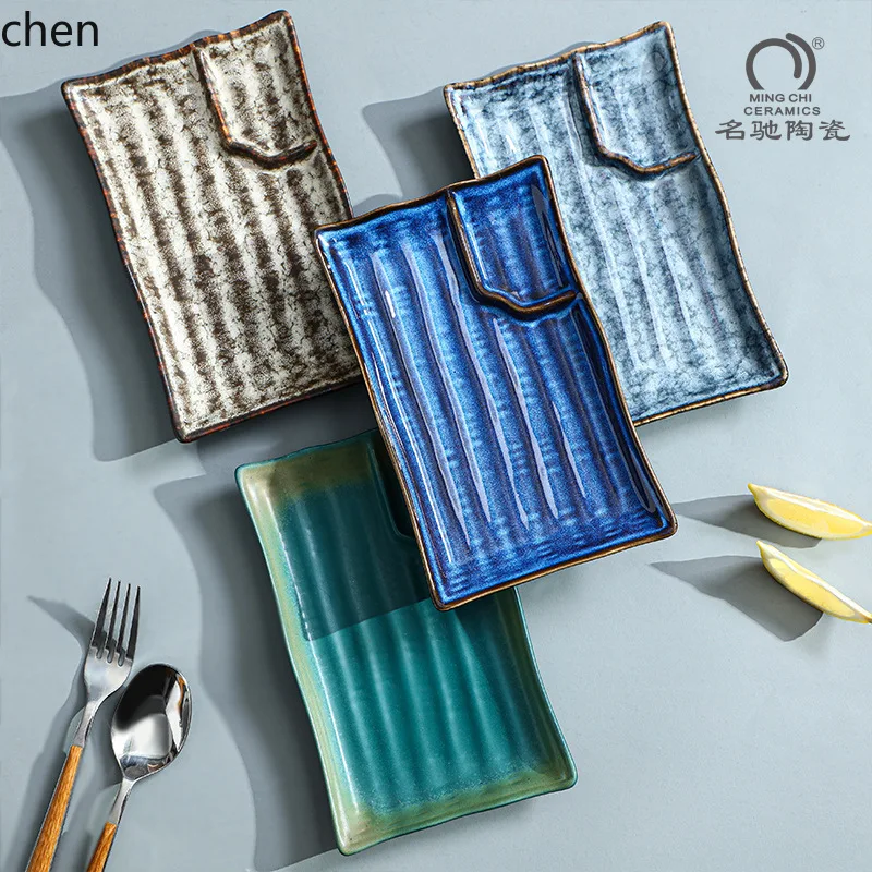 Zml ceramic home creative minimalist rectangular sushi plate for appetizers and snacks