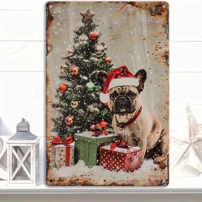 

Vintage Christmas Dog Aluminum Sign, Perfect for , Office, Cafe & Bar Decor, Ideal for Man Cave Accessory & Holiday Gift