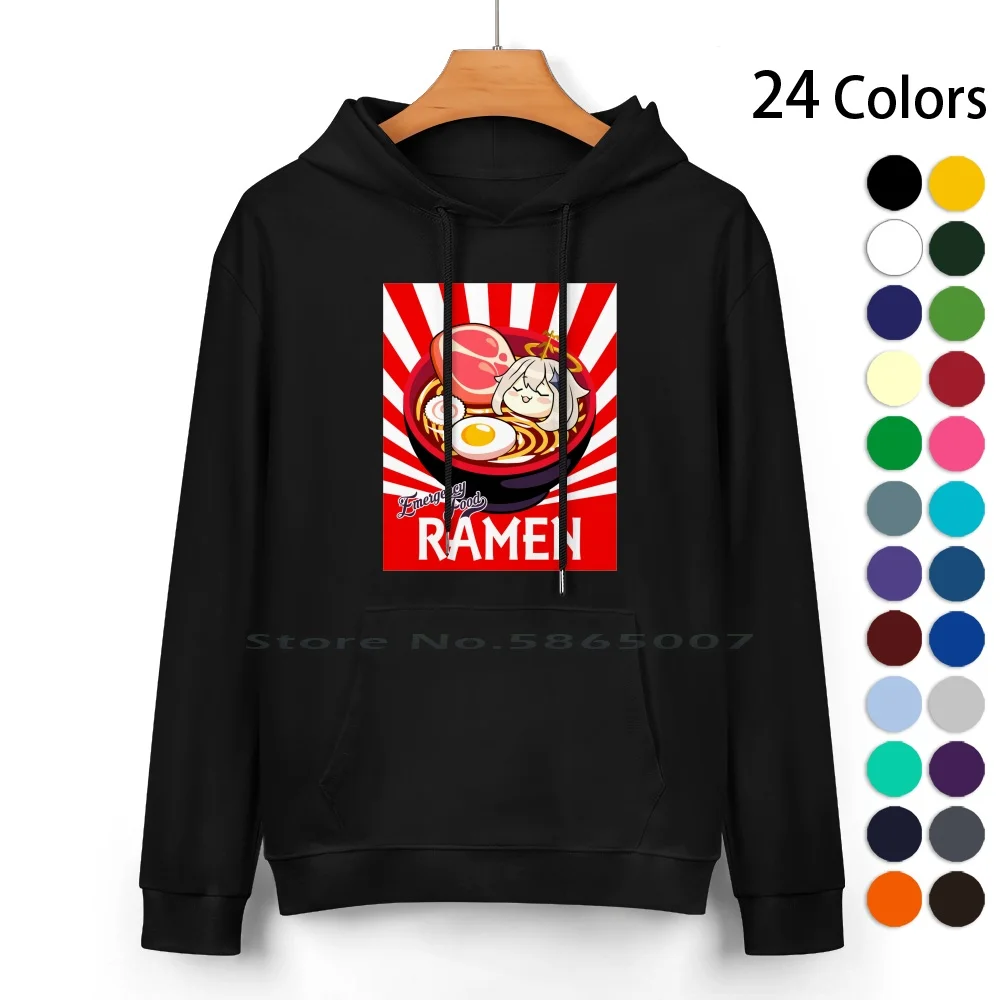 Ramen Emergency Food Pure Cotton Hoodie Sweater 24 Colors Ramen Emergency Food Paimon Genshin Impact Noodles Game 100% Cotton