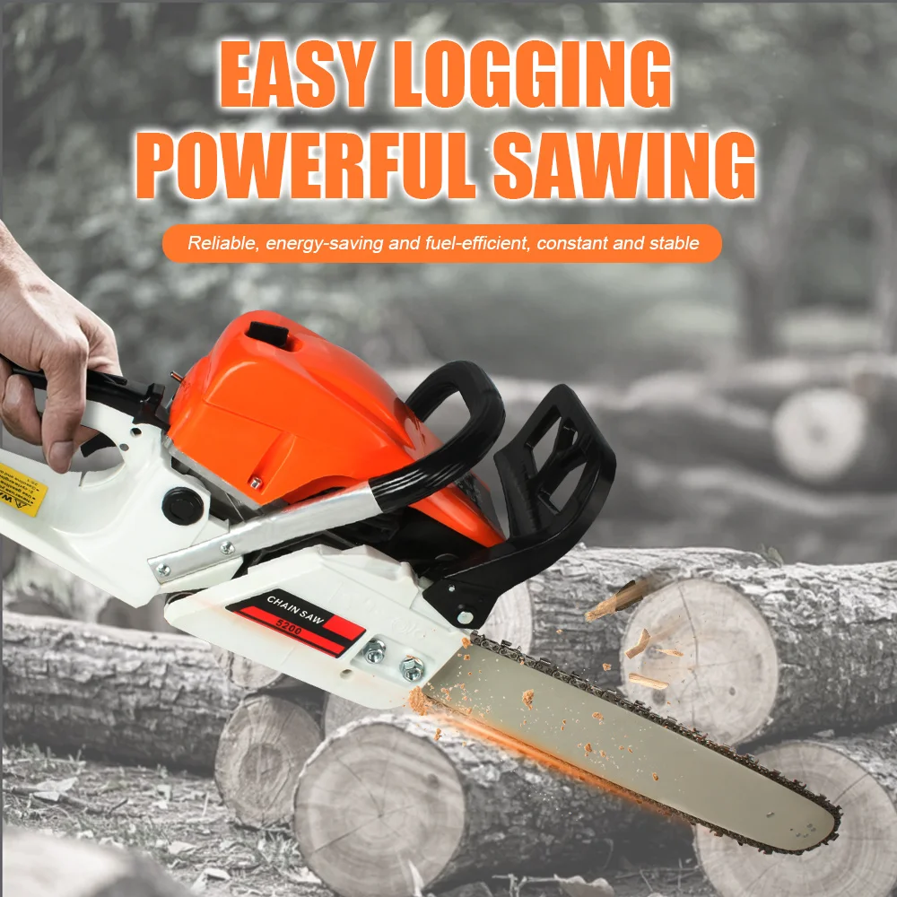 5200 Chain Saw Felling Saw Powerful Gasoline Saw Home Wood Cutting Machine Handheld Multifunctional Garden Tools