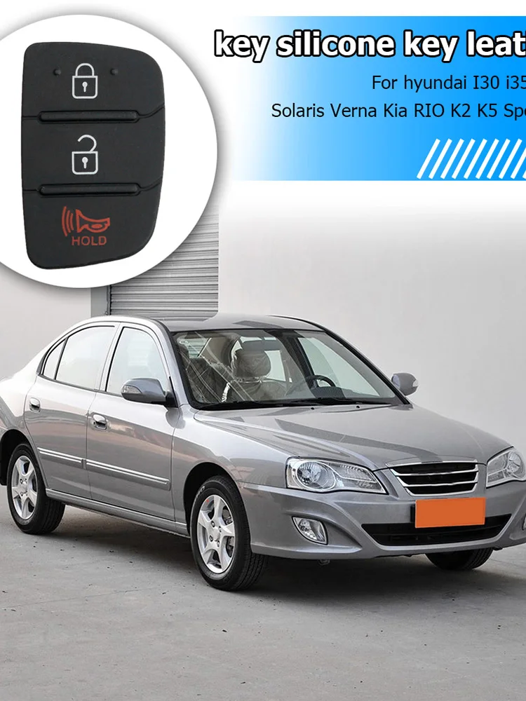 Remote Smart Car Key Focus Black 3 Button Flip Folding Car Key Shell Silicone Pad Replacement for Hyundai