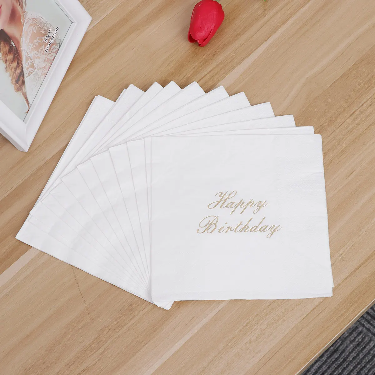 16Pcs Printed Happy Birthday Paper Napkins Party Wedding Shower Decorative Tissue Napkins Eco Friendly Disposable