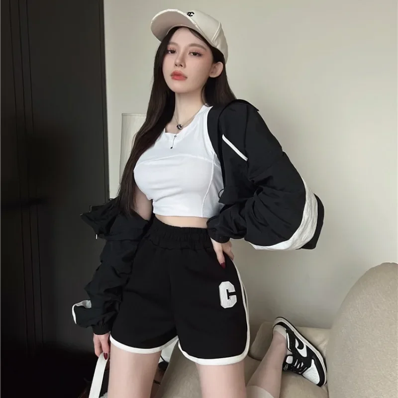 Krótkie Spodnie Do Biegania Kobieta Sportowe Letnie Spodenki Sportowe Dla Kobiet Fitness Siłownia Damska Projektant Y2k Harajuku Koreański Styl Casual Hot