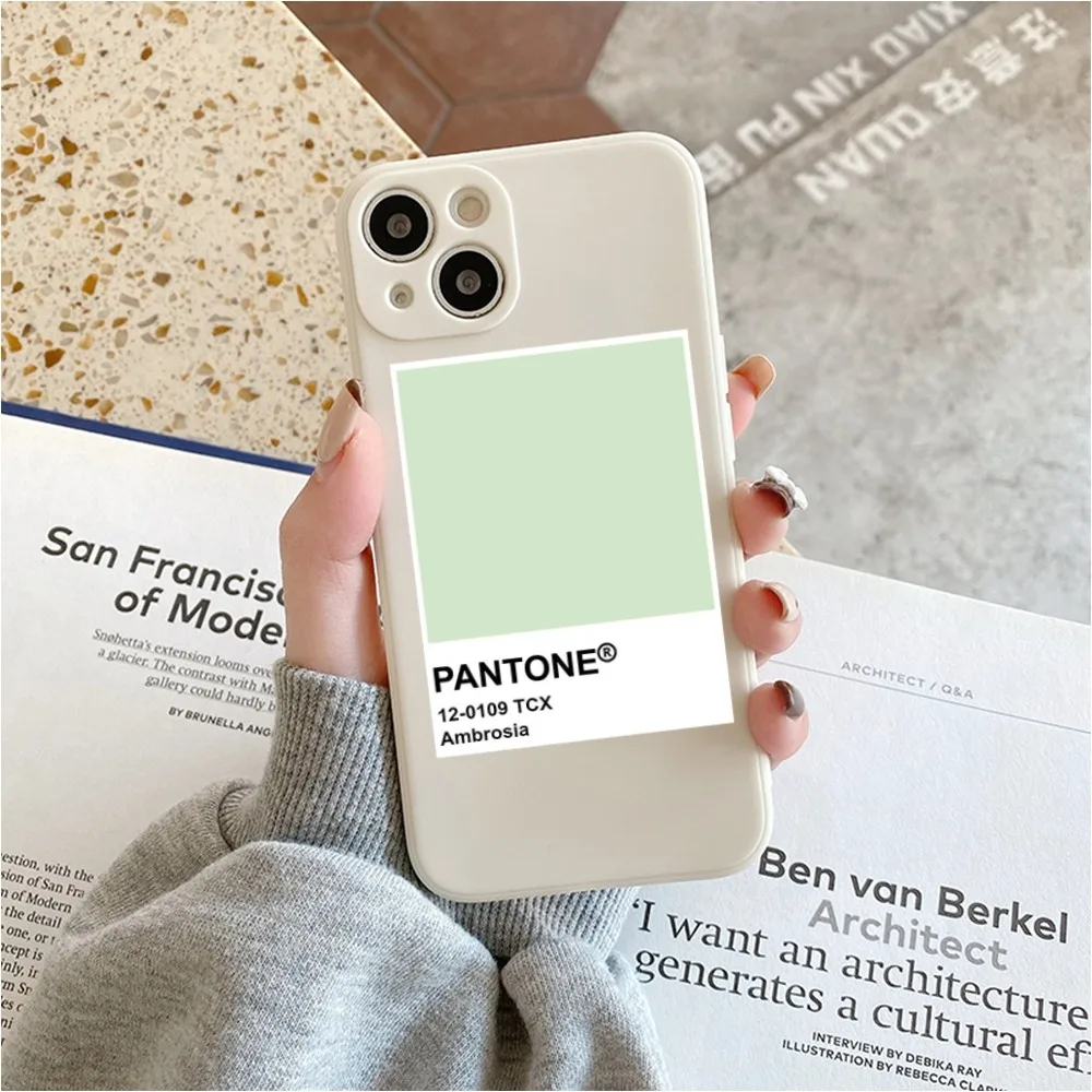 Pantone Colorful Card Solid Color Phone Case For Iphone 11 13 14 Pro Max X Xr Xs Max Se2020 12mini White Cover Case