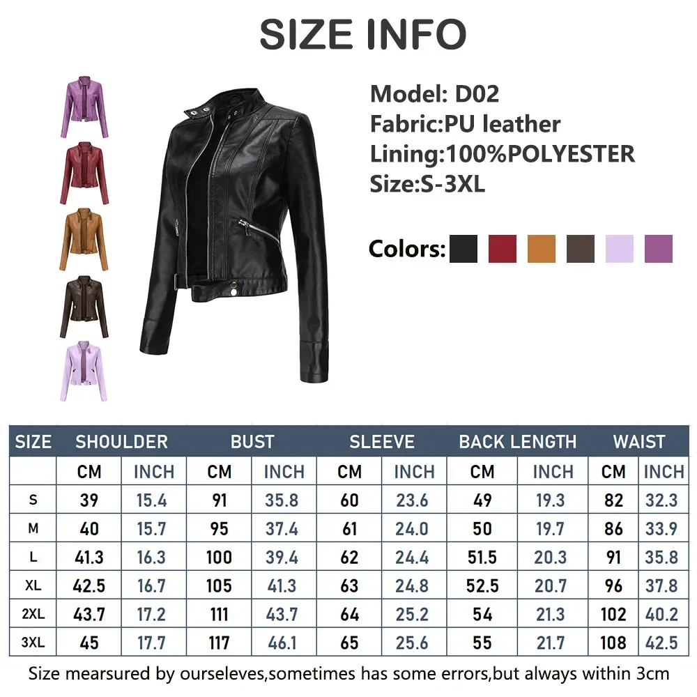 Ladies Cute Purple Leather Jacket Oversize Women Short Crop Top Spring Autumn Slim Fit Zip Up Faux Leather Coats Outerwear Xxxl