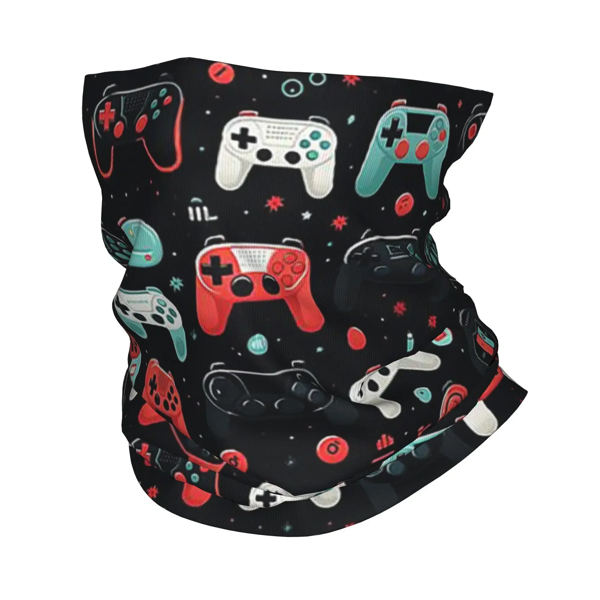 Gaming Pattern - Game Controllers Bandana Neck Gaiter Printed Wrap Scarf Multifunction Headwear Riding Unisex Adult Windproof