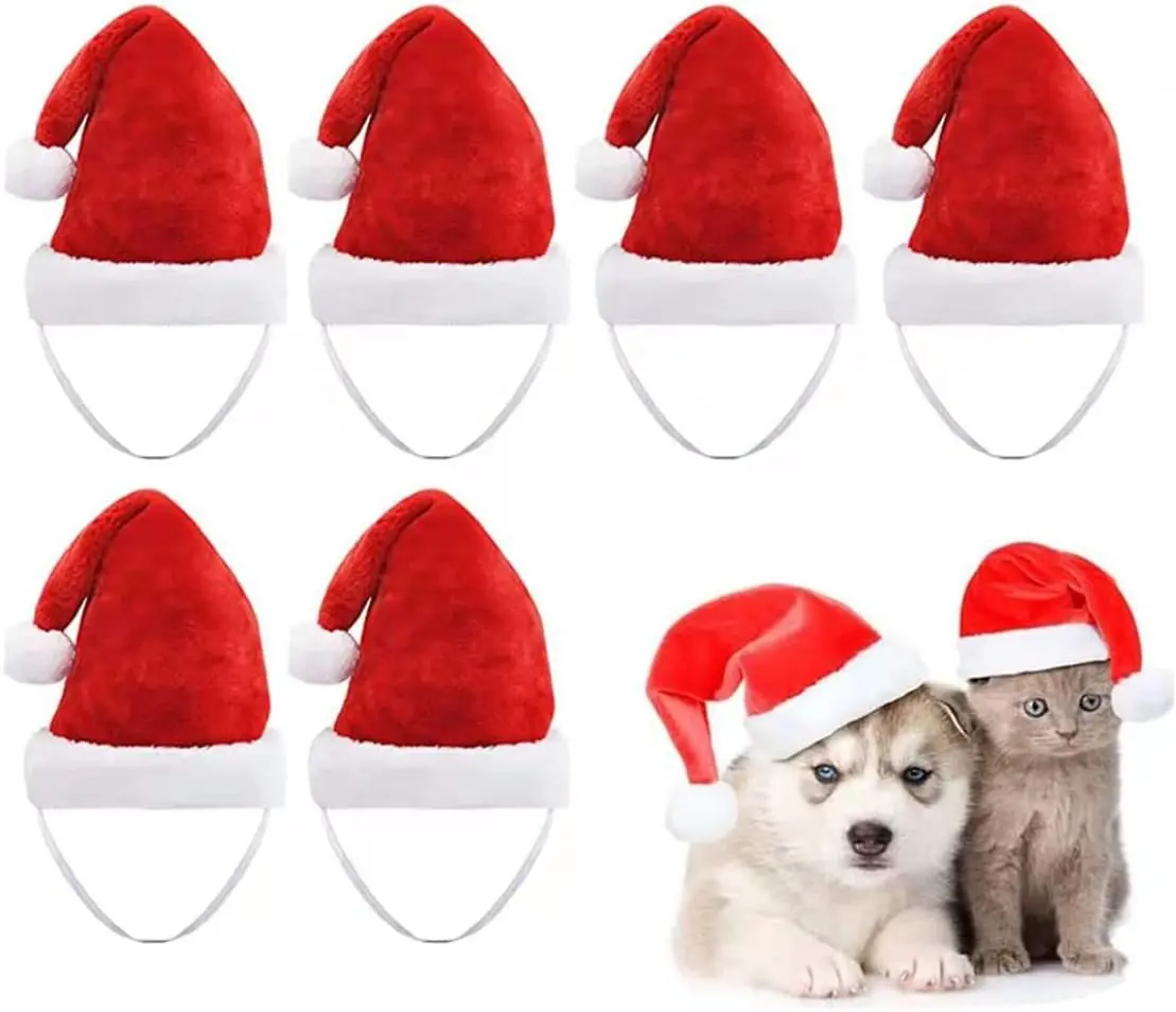 Christmas Decoration Pet Santa Hat Dog Christmas Small Hat Red Plush Hat Pet Hat Clothes Dog Cat Pet Santa Hat Red Christmas Hat