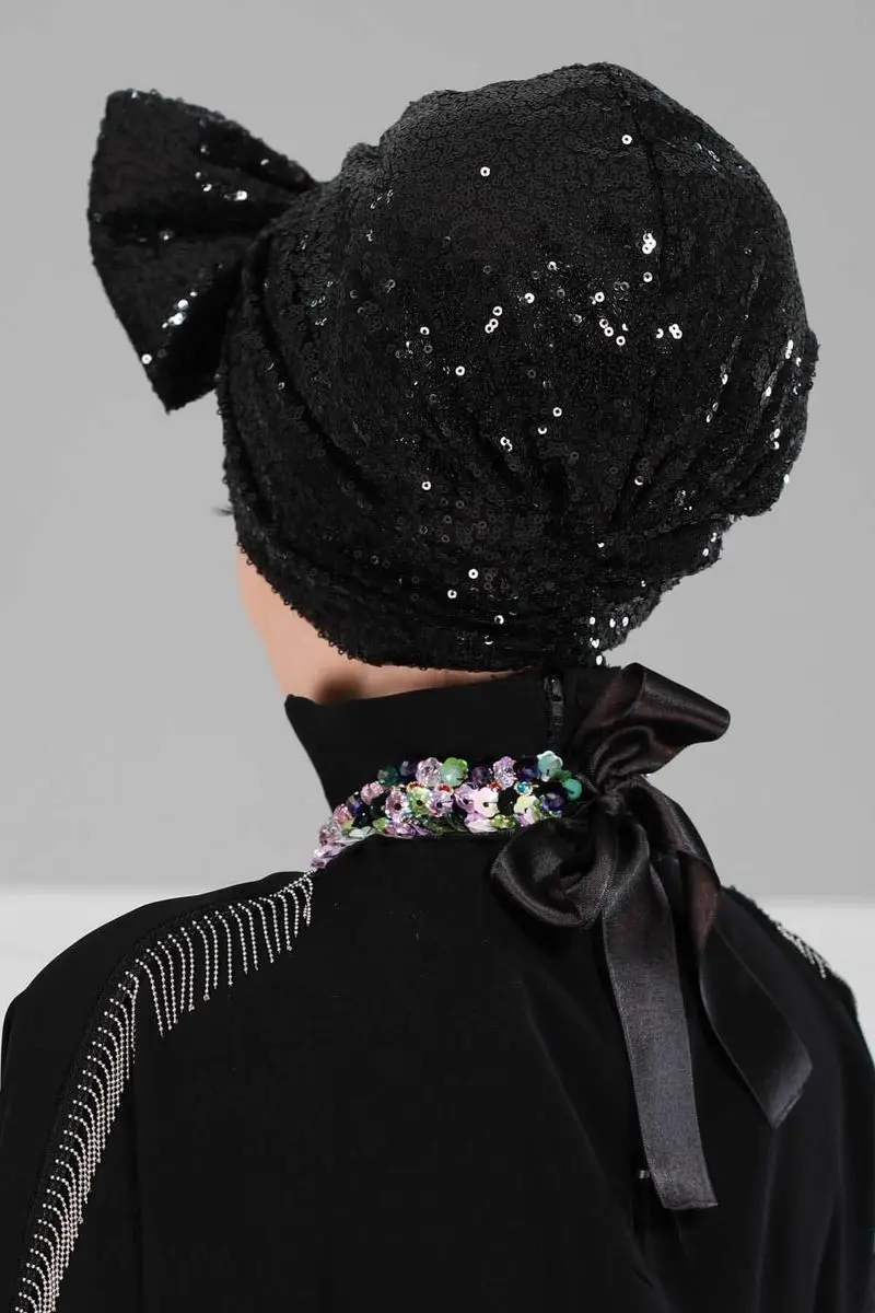 Nœud géant pailleté os noir