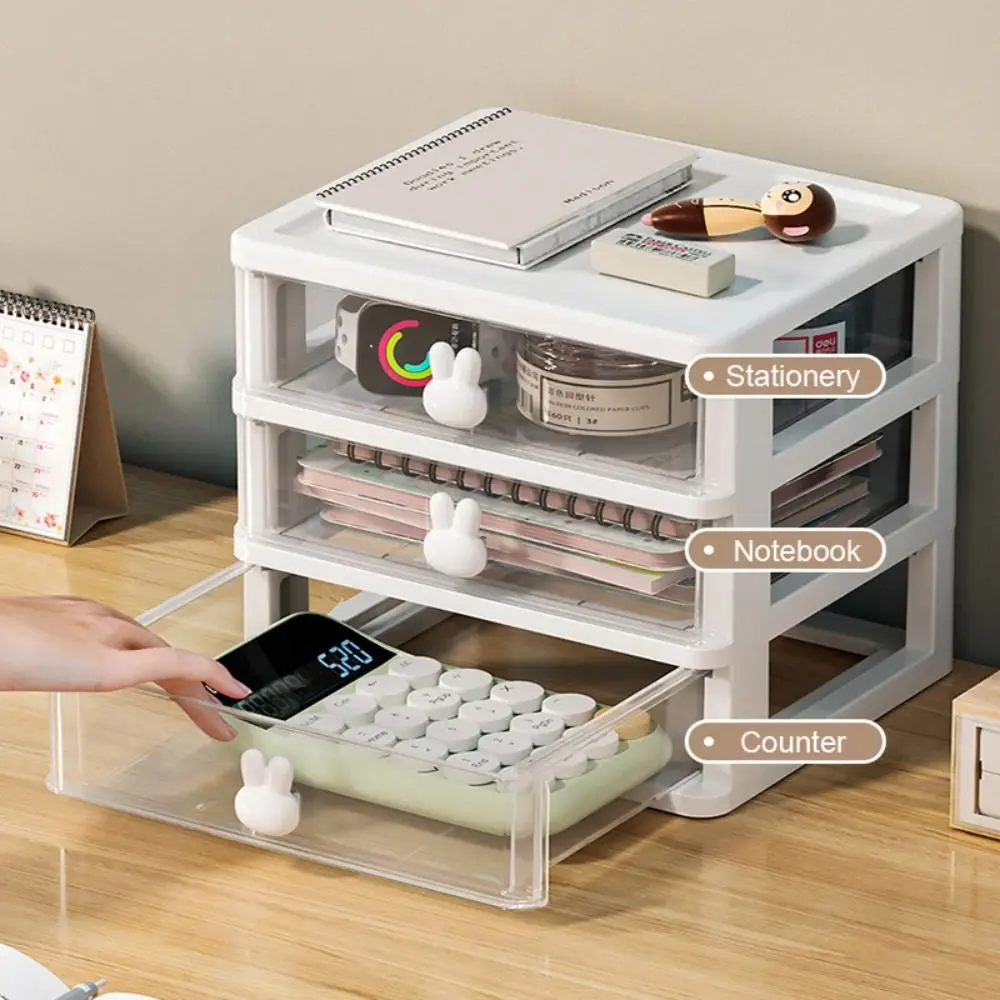 Multiple Compartment With Transparent Drawer Cosmetics Storage Case Stationery Storage Box Sundries Container Desktop Organizer