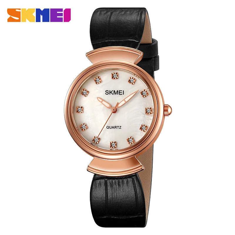 Skmei Classic Retro Women's Watch30Mi Waterproof Small Dial Women's Quartz Watch Diamond Leather Strap Watch