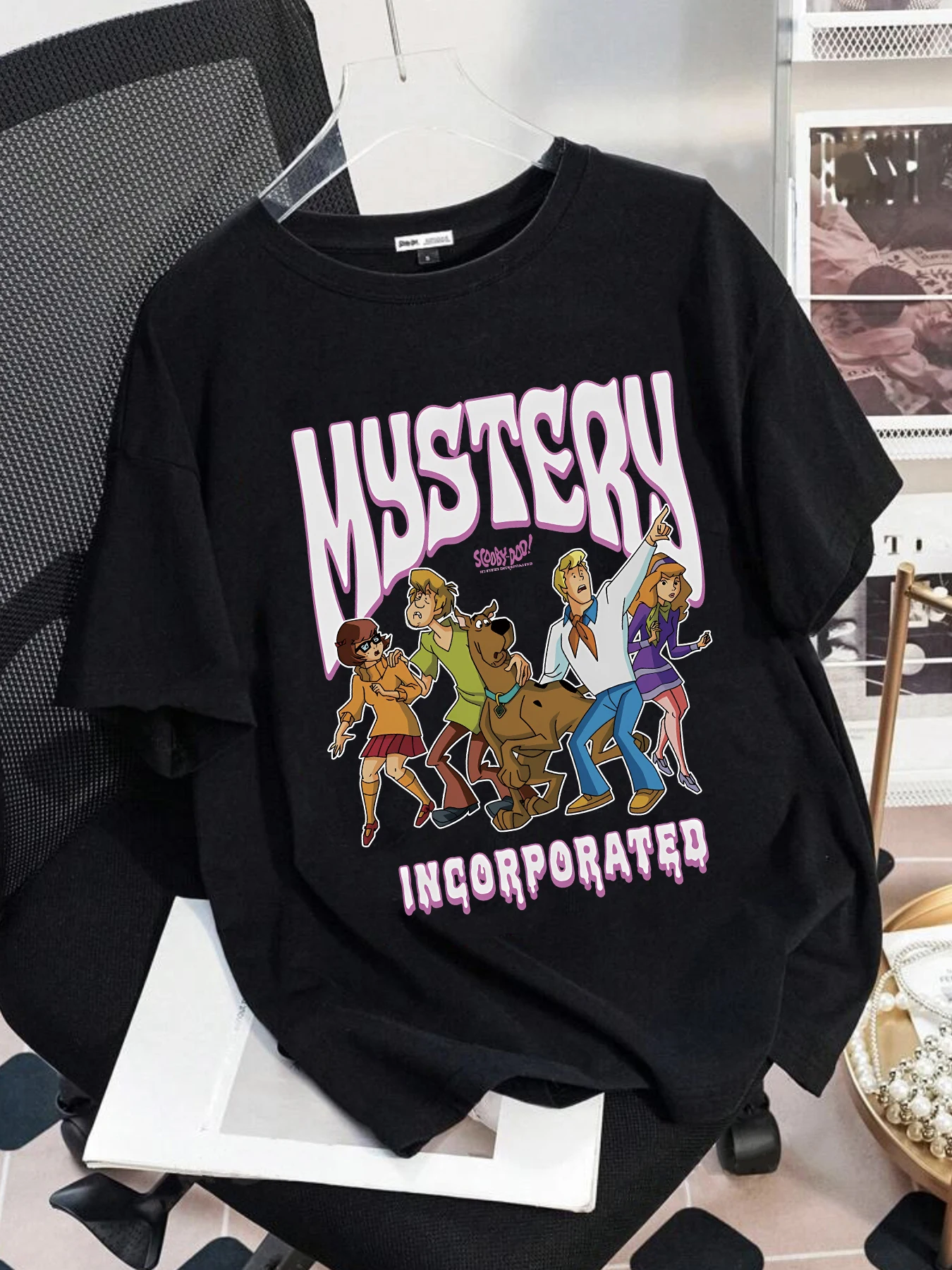 

Футболка с загадочным мультяшным принтом, повседневная модная женская повседневная одежда, летняя футболка с коротким рукавом