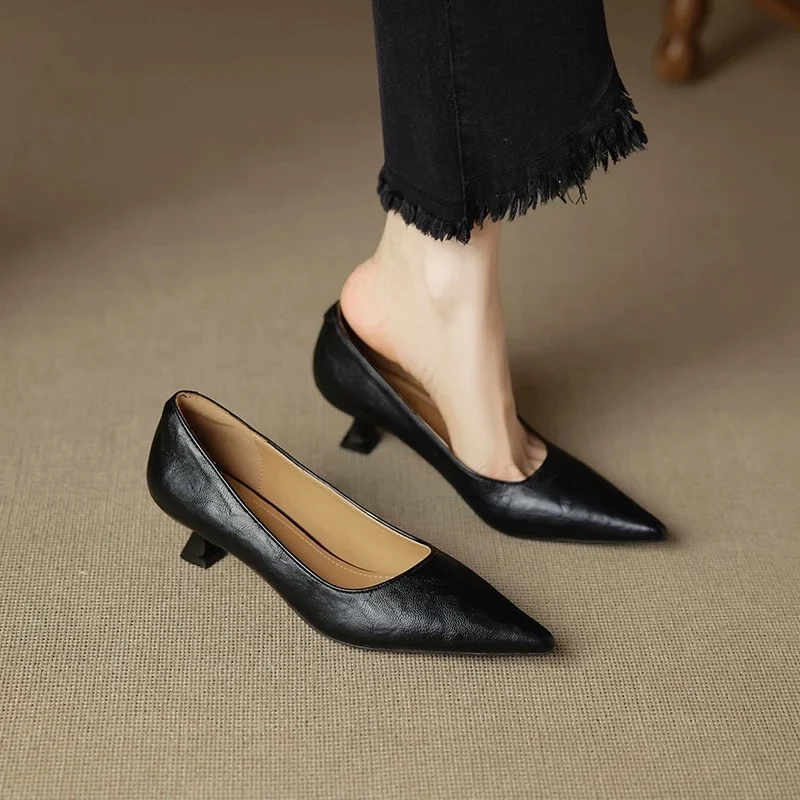 Simple Stiletto Single Shoes Autumn Fashion Suede Slip-on Non-Slip Wear-Resistant High Heels