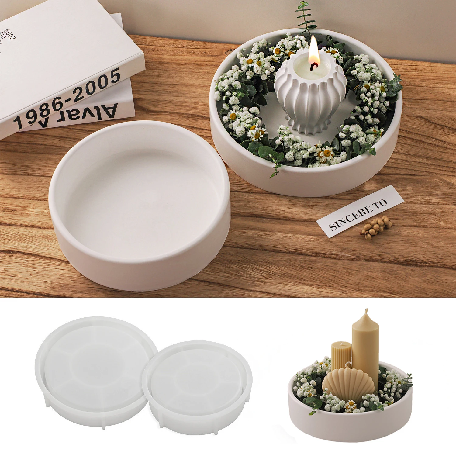 Round Deep Tray Molds DIY Handmade Gypsum Pouring Silicone Mold Jewelry Storage Bowl Succulent Flower Pot Mould Concrete Crafts